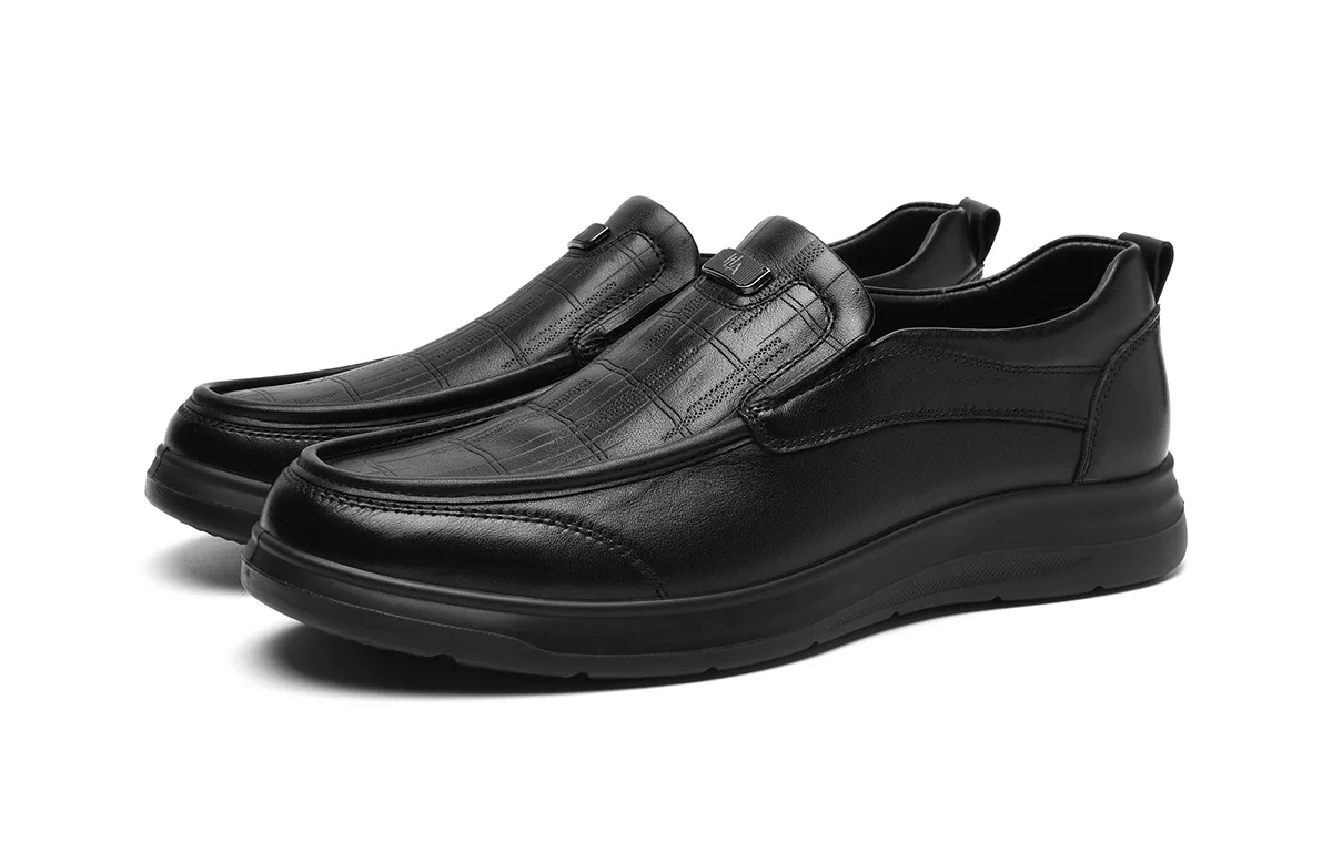 HLA Повседневные кожаные туфли мужские low top черные — фото 4