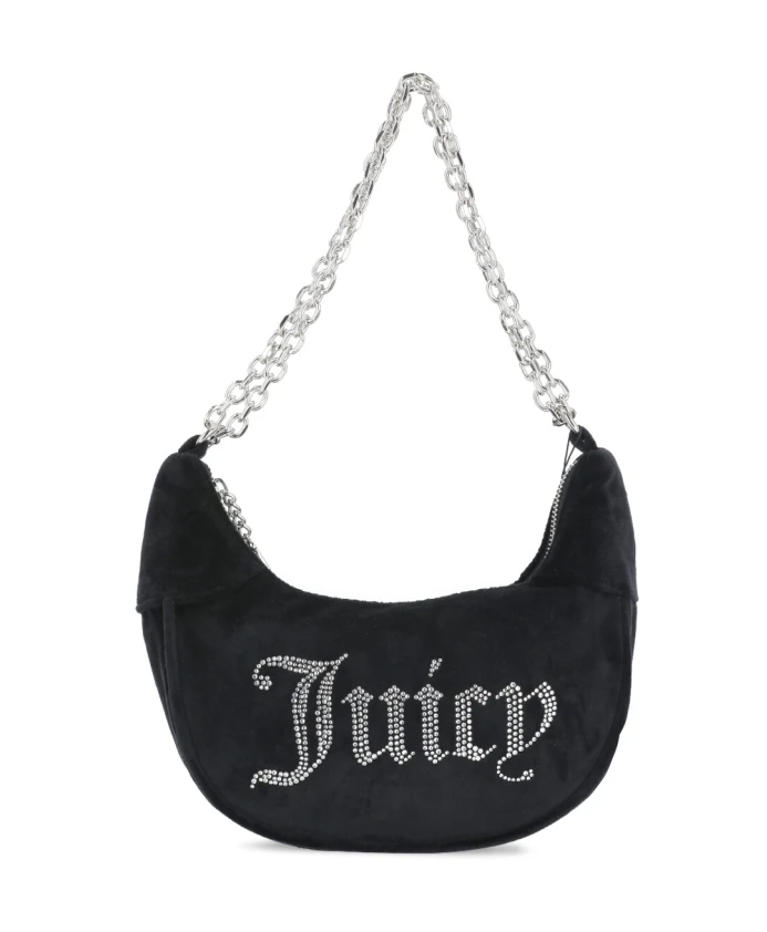 

Бархатная сумка через плечо с логотипом из стразов Juicy Couture, черный