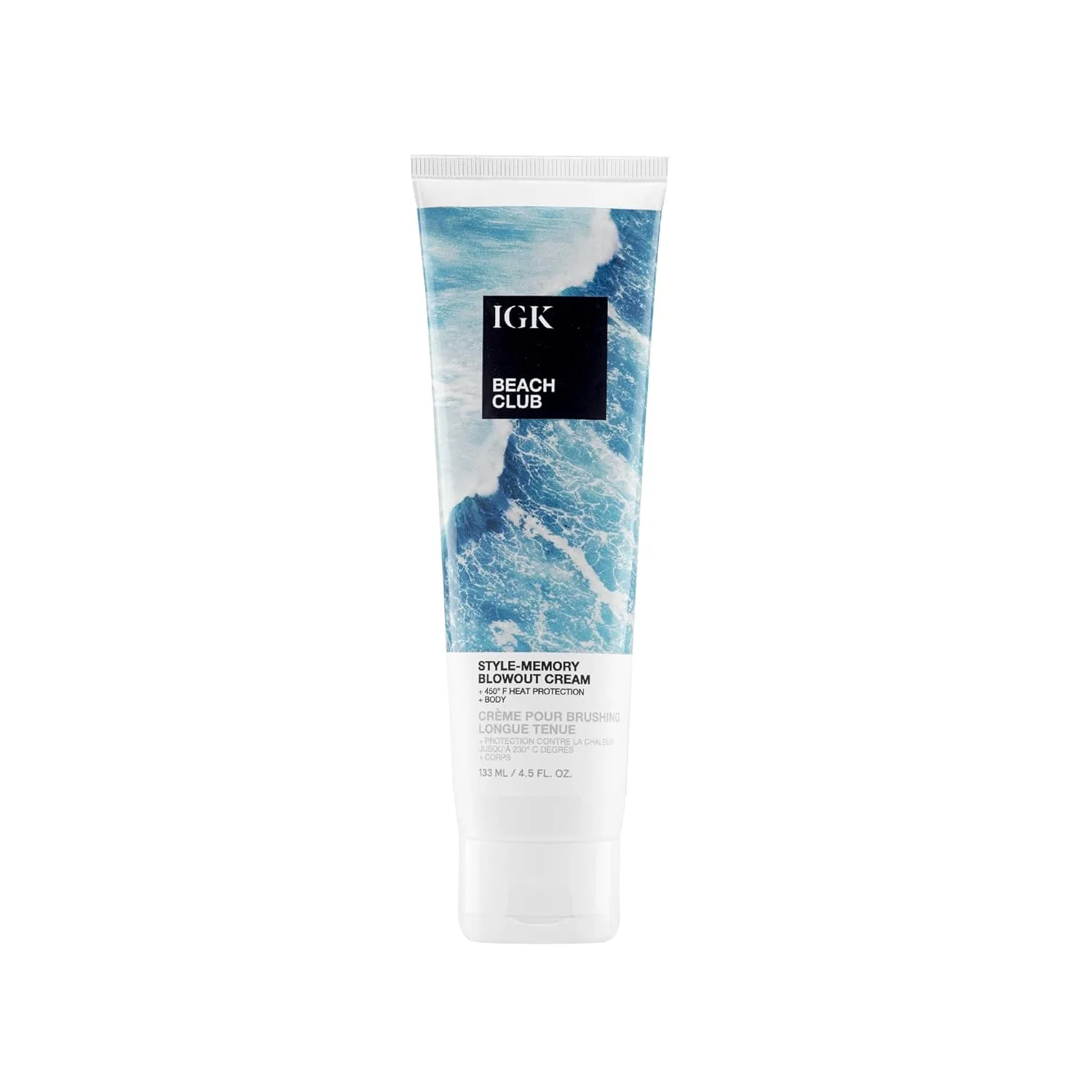 Крем для укладки волос IGK BEACH CLUB Style-Memory Blowout Cream | Объем + Упругость + Термозащита | Веганский продукт + Не тестируется на животных | 120 г