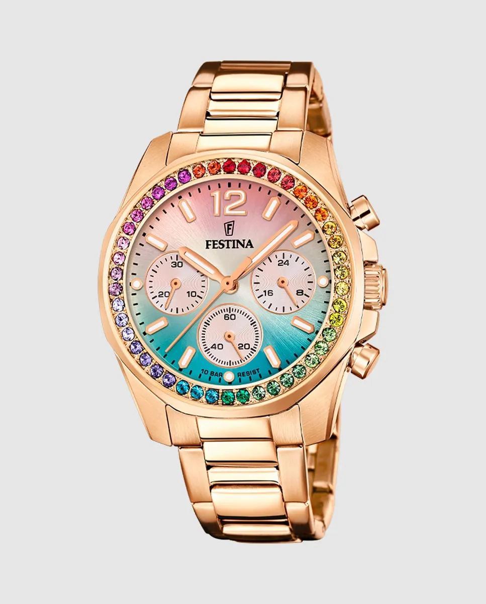

F20639/8 Boyfriend Rainbow женские стальные часы Festina, розовый