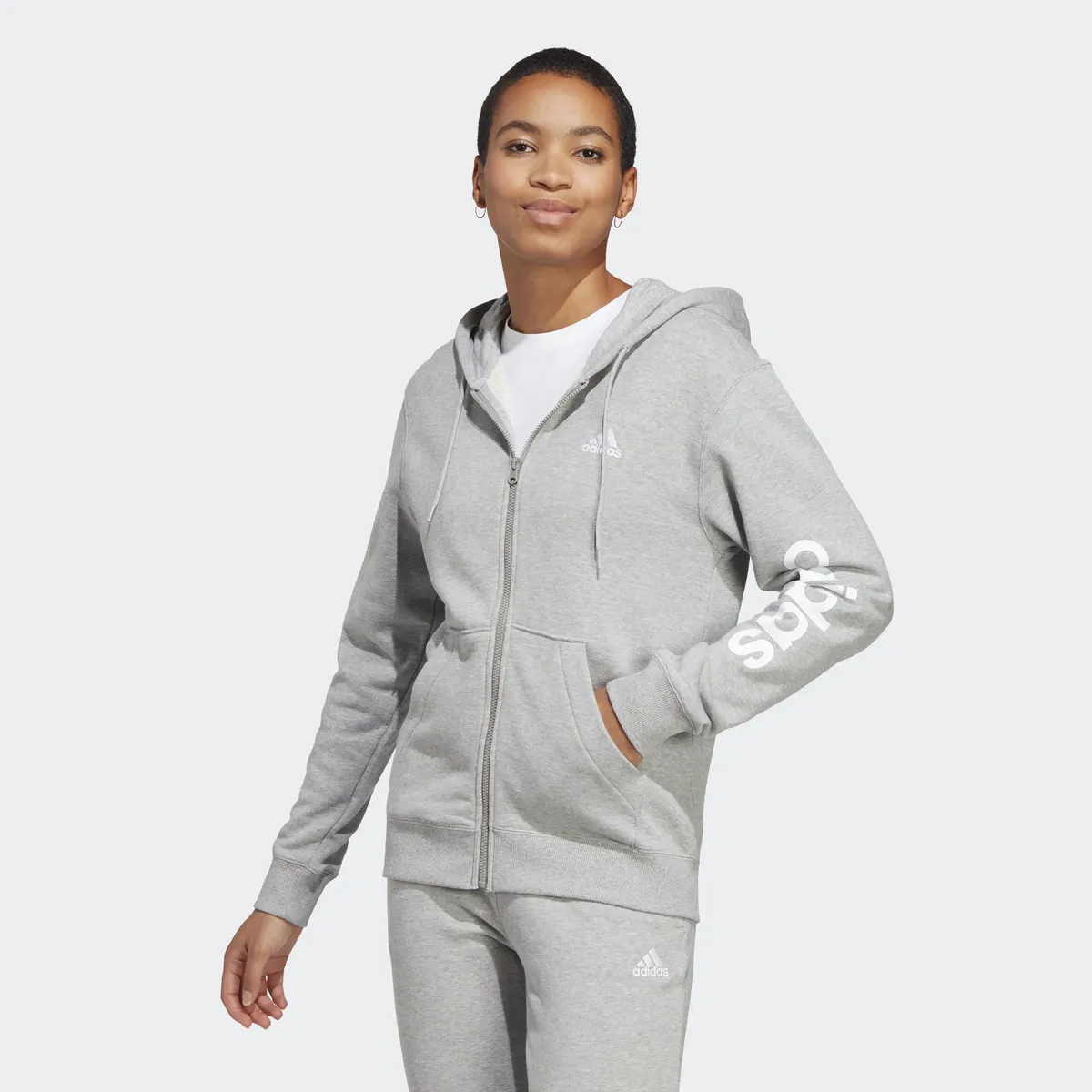

Adidas Sportswear толстовка с капюшоном "ESSENTIALS LINEAR FRENCH TERRY HOODED JACKET", белый