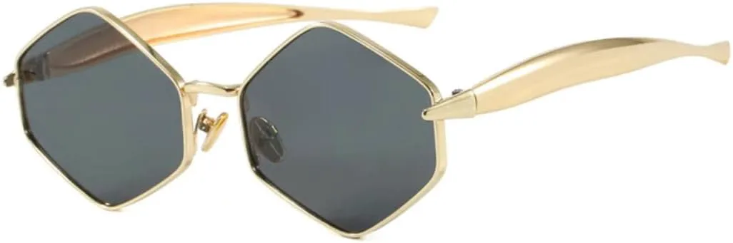 

Ретро-солнцезащитные очки в форме кошачьего глаза, металлические, женские, модные, с защитой от УФ-излучения UV400, мужские, желто-шампаньевые TKKTLLT, Golden Grey