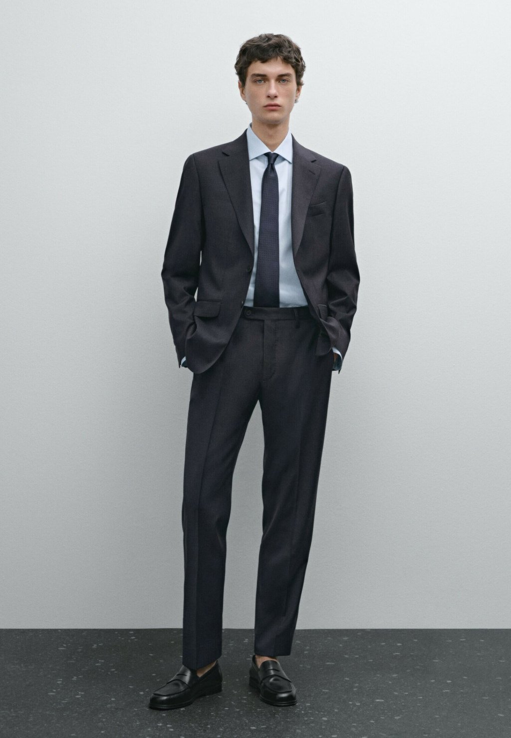 

Брюки Suit trousers Massimo Dutti, цвет Mottled Dark Blue