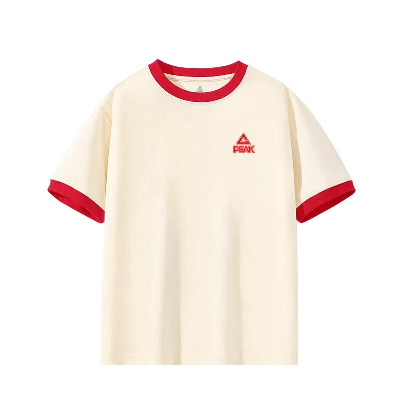 Футболка детская с круглым вырезом PEAK Apricot/PK Label Red Silicone K
