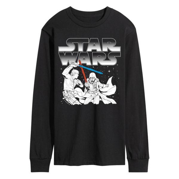 

Мужская футболка с длинным рукавом и принтом «Люк против Вейдера» Star Wars, черный