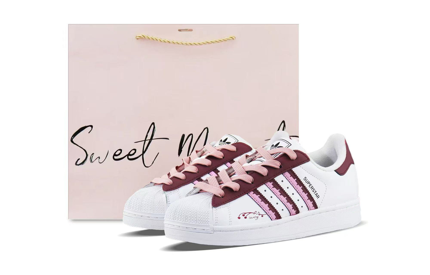 

Superstar 2 устойчивые к истиранию низкие кроссовки для скейтбординга Unisex White Adidas Originals, розовый