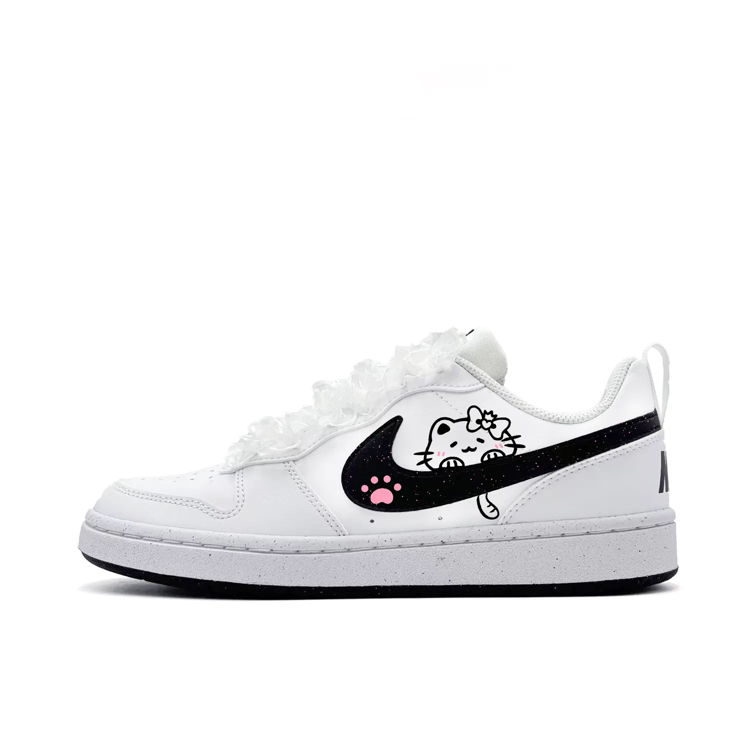 

Nike Кроссовки для скейтбординга Court Borough Tarepanda Meow устойчивые к истиранию низкие черные розовые Kids'