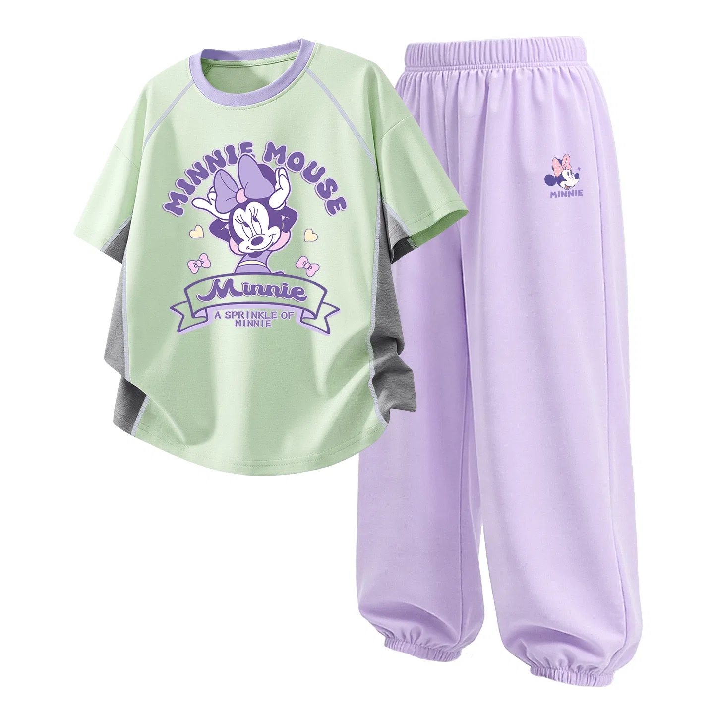 Детская повседневная спортивная футболка с круглым вырезом Disney, Di Color Ribbon+Di Nian Knot K Taro Purple