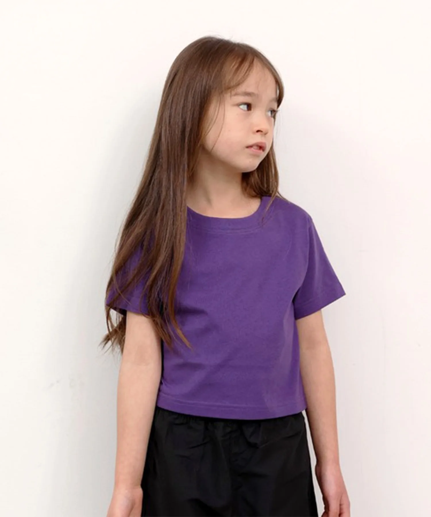 Детская футболка короткая из 100% хлопка ZI-ON Muji Chibi T-Shirt фиолетовая