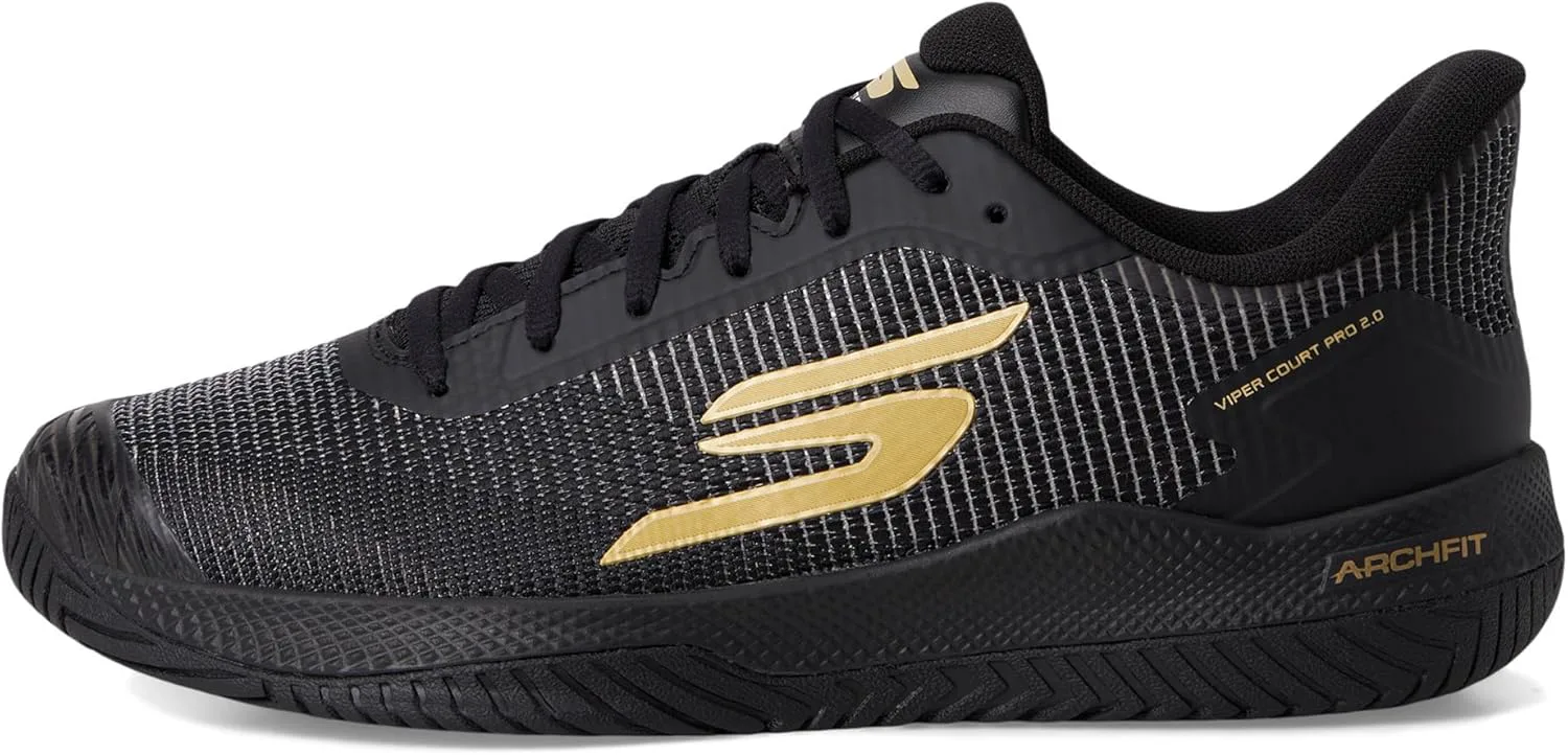 Кроссовки Skechers для мужчин Pickleball Viper Court Pro 2.0, черный/золотой — фото 4