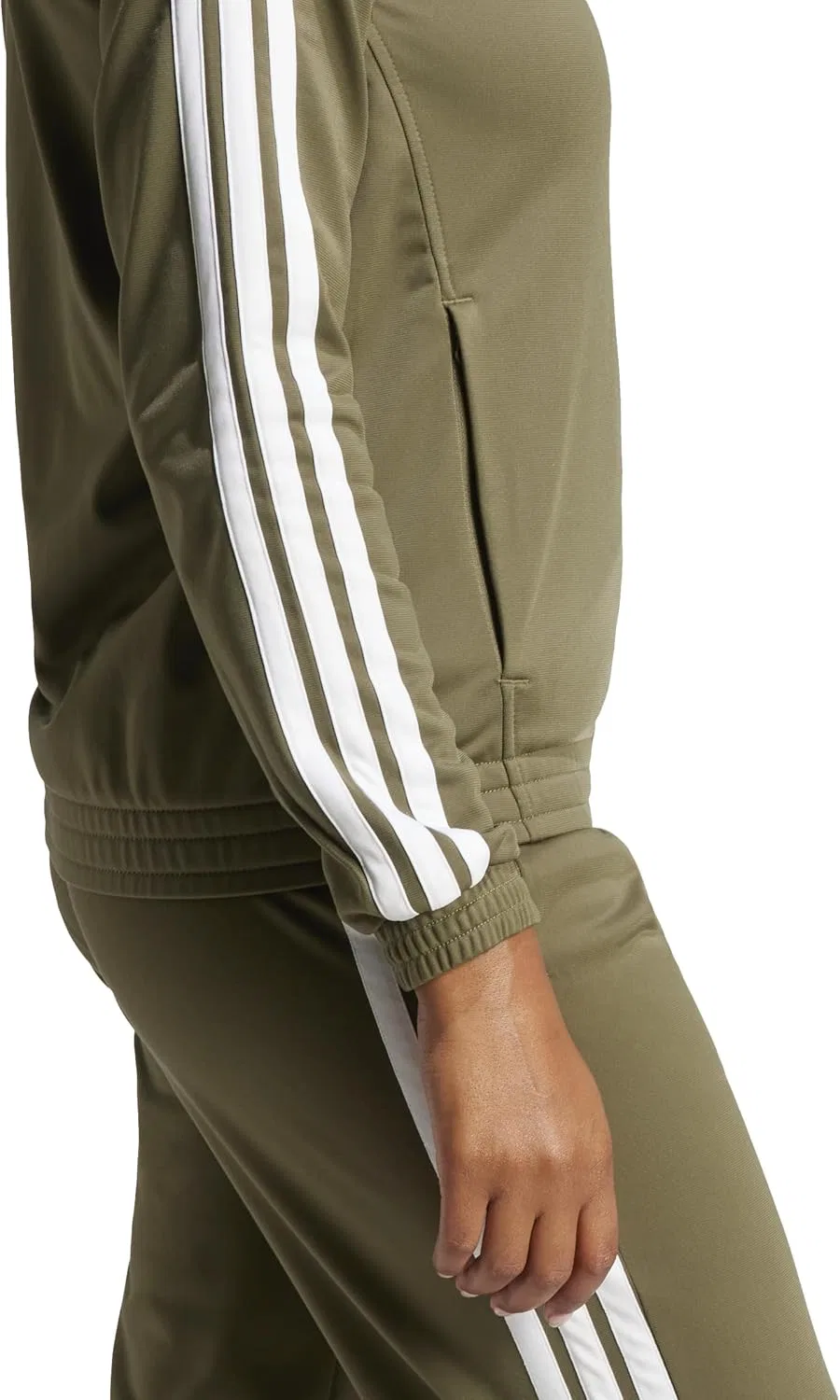 Трек-куртка женская adidas, оливково-серая/белая — фото 4