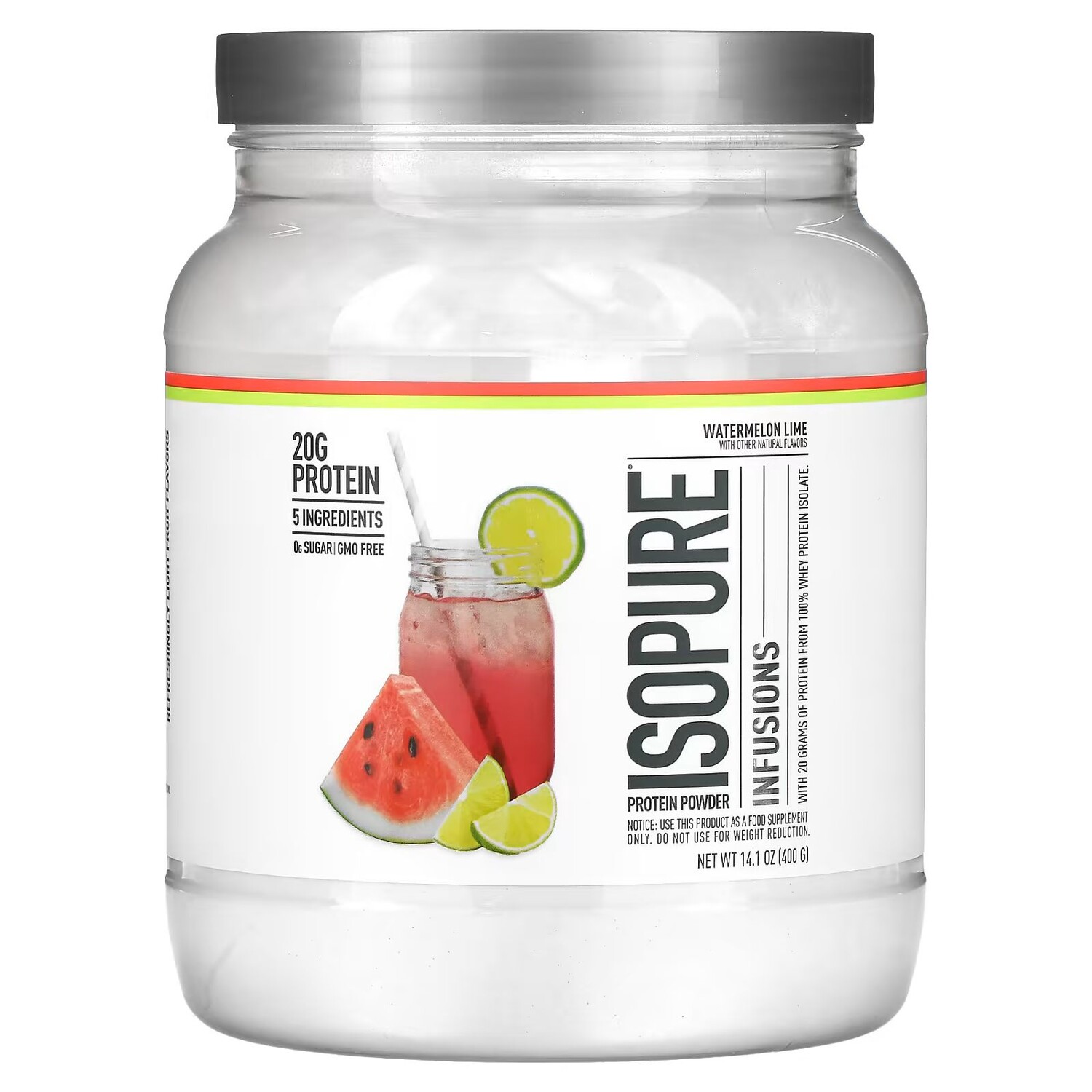 

Протеиновый порошок Infusions, арбуз и лайм, 14,1 унции (400 г) Isopure