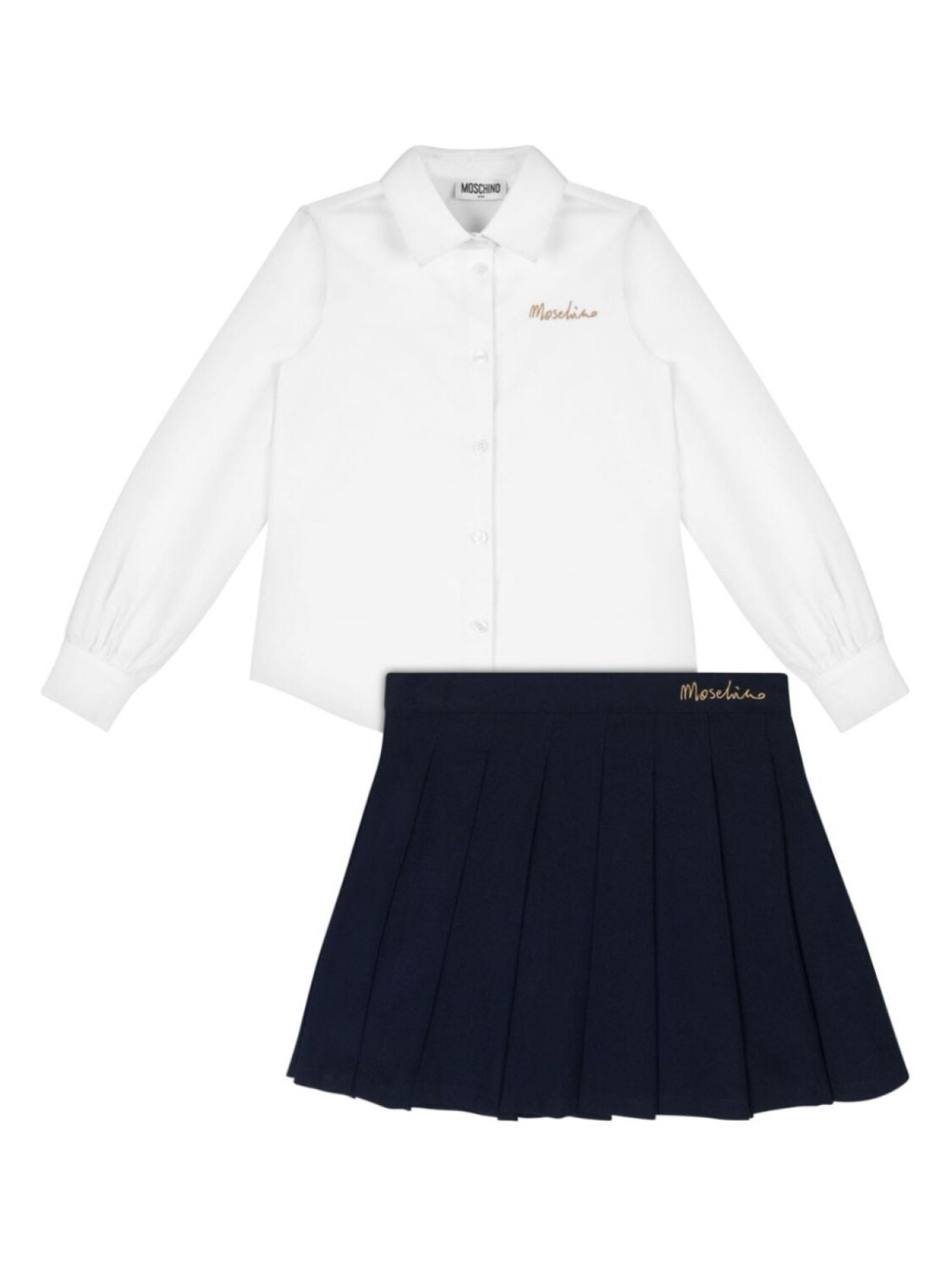 

Moschino Kids плиссированная юбка с вышитым логотипом, синий