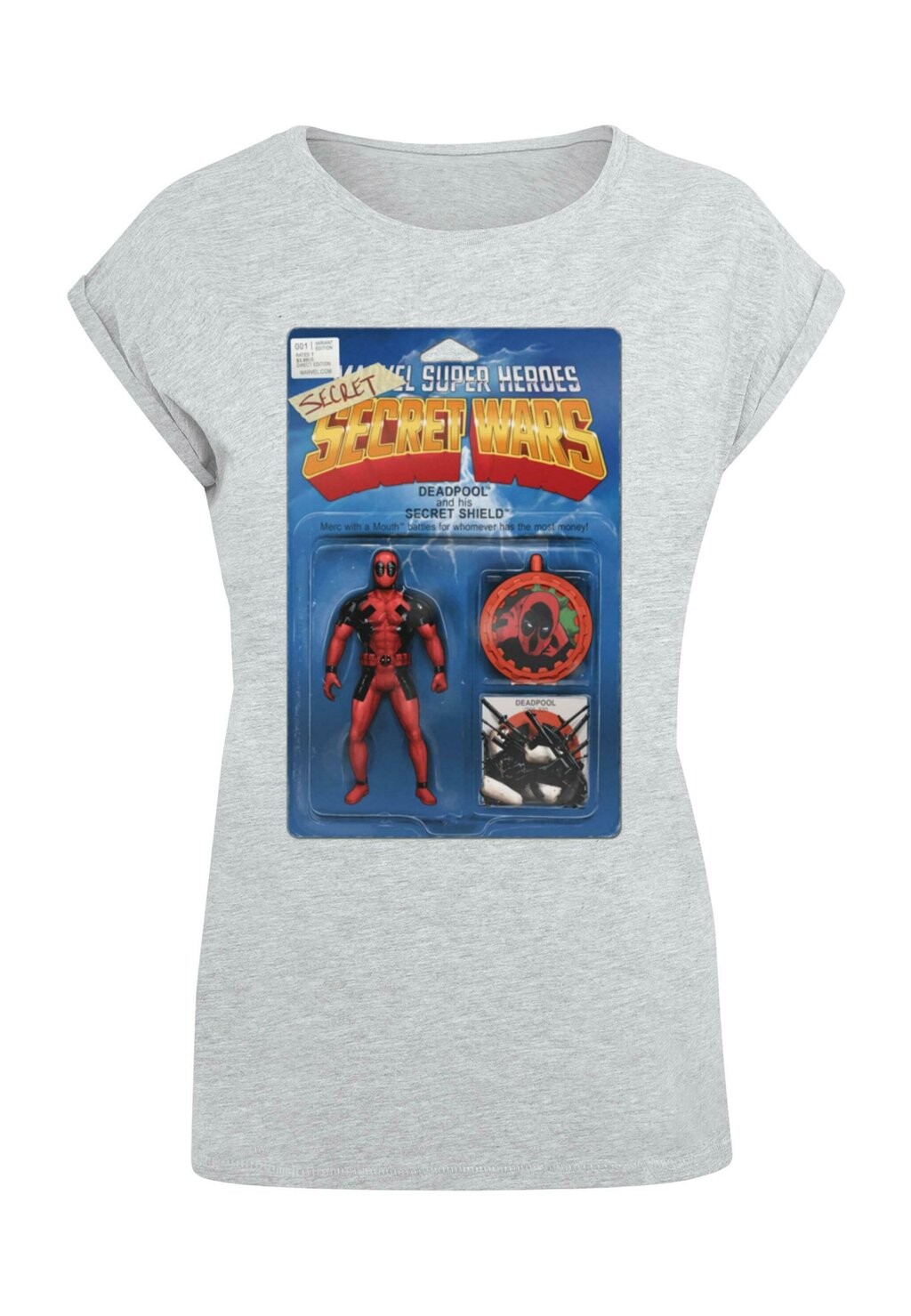 

Футболка с принтом DEADPOOL SECRET WARS ACTION FIGURE ABSOLUTE CULT, светло-серый