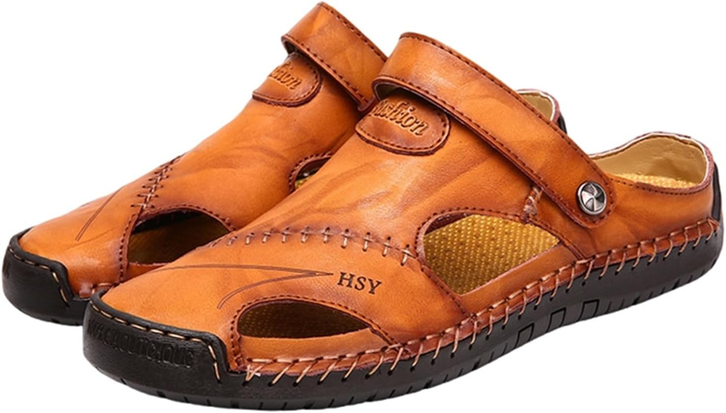 

Мужские повседневные кожаные сандалии SywzXxfybz, летние пляжные тапочки, удобная обувь для активного отдыха, модные легкие сандалии для походов и воды с регулируемой длиной Sywzx&Xfybz, желтый