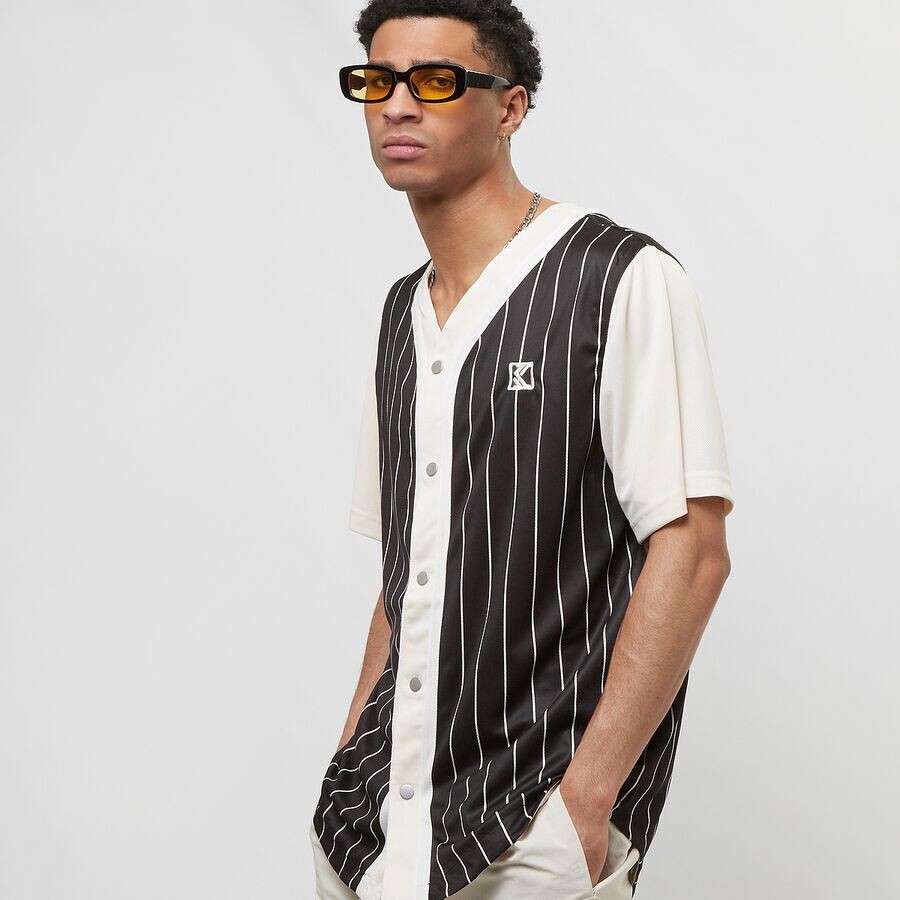 

Бейсбольная рубашка в тонкую полоску OG Block Karl Kani, цвет black/off white