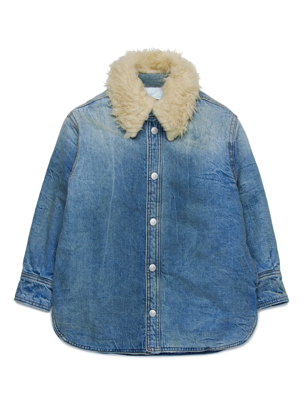 

Джинсовая куртка с воротником из искусственного меха MM6 Maison Margiela Kids, синий