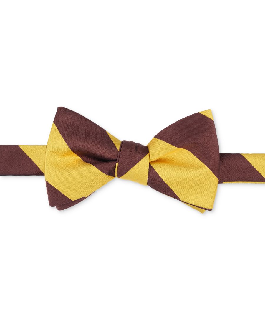 

Мужской галстук-бабочка коричневого цвета с золотой полосой Tayion Collection, Brown Stripe