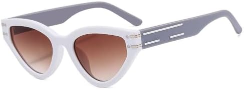 

Солнцезащитные очки «кошачий глаз» для женщин, ретро-винтажные солнцезащитные очки с леопардовым принтом, треугольные очки с градиентным переходом цвета MTZJH, White Grey Tea