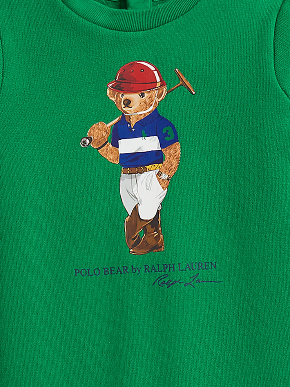 Комбинезон с изображением медвежонка Поло Polo Ralph Lauren Kids, зеленый — фото 4