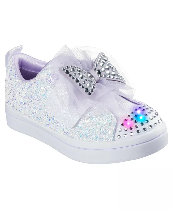 

Девочки Little Girls Twinkle Toes: повседневные кеды Twi-Lites 2.0 Sweetie Bow с застежкой на липучке от Finish Line Skechers, белый