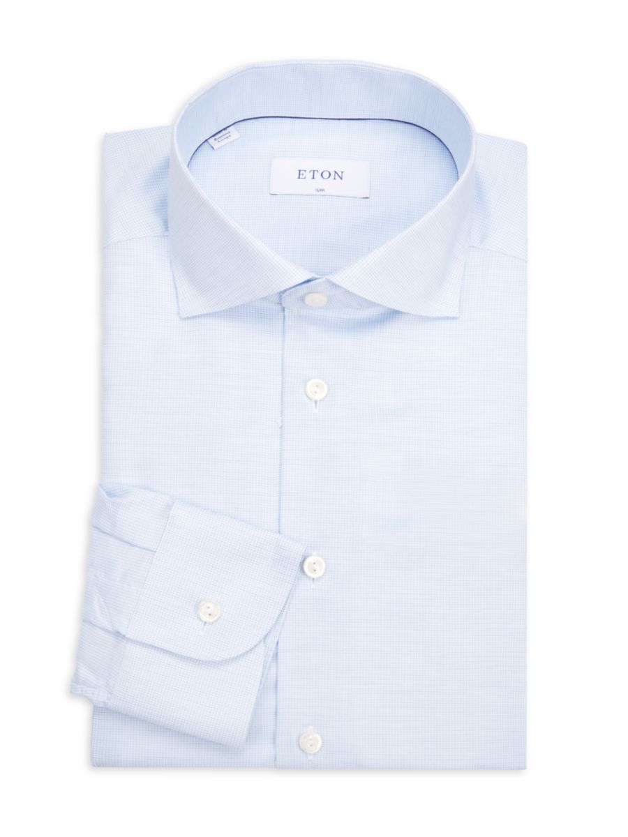 

Рубашка облегающего кроя из цельного хлопка Eton, светло-синий