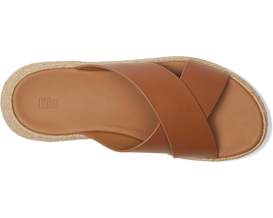 Сандалии FitFlop F-Mode Espadrille Leather Flatform Cross Slides, цвет Deep Tan — фото 2