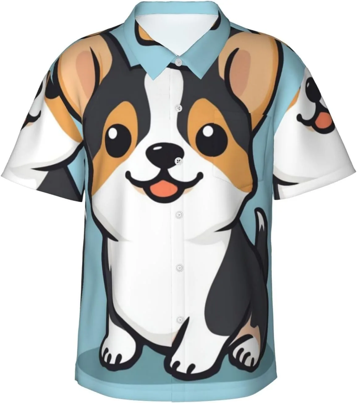 

Мужская льняная рубашка с коротким рукавом и карманом WOEZKEX