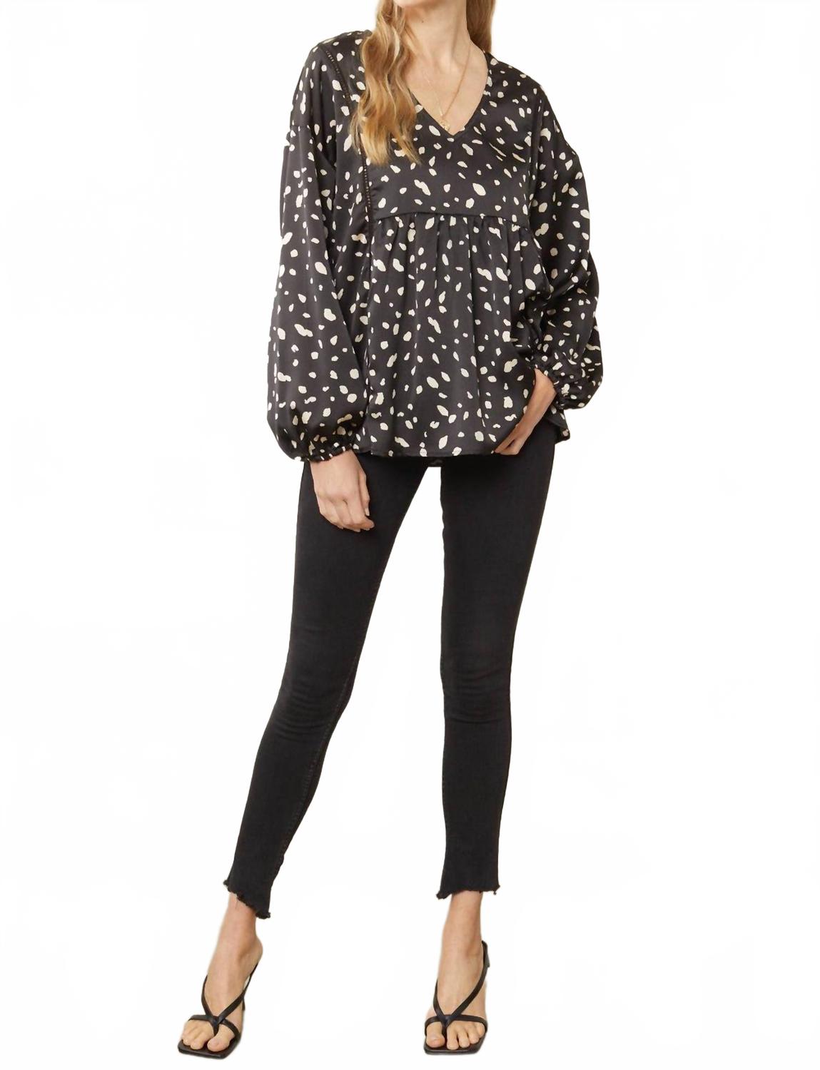 

Леопардовая блузка-бэбидолл в черном цвете Entro