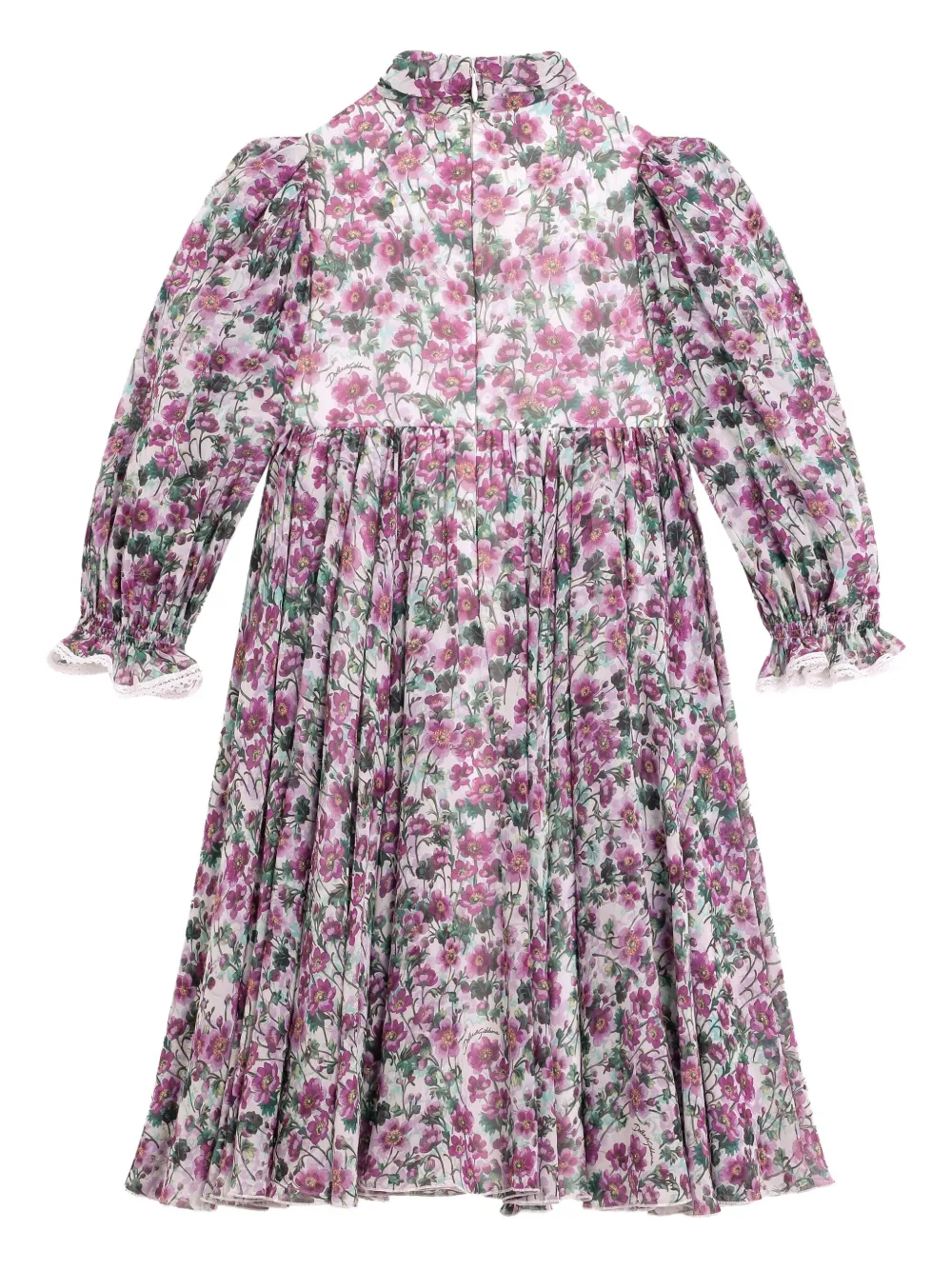 Платье с оборками и цветочным принтом Dolce & Gabbana Kids, розовый — фото 2