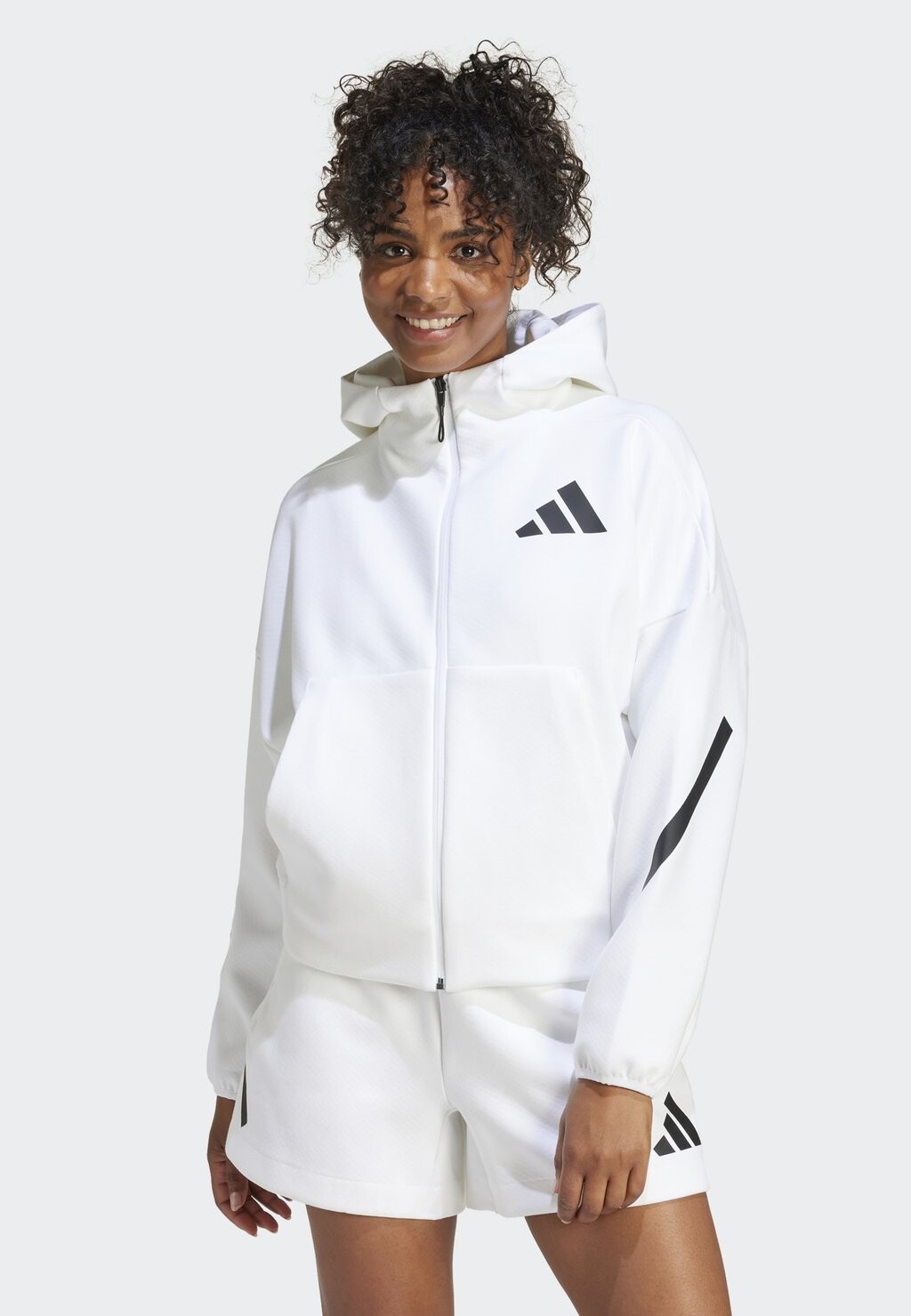 Толстовка с капюшоном Z.N.E. FULL ZIP adidas Sportswear, белый — фото 4