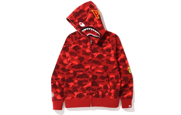 Толстовка с капюшоном BAPE Color Camo Tiger Full Zip FW18 красного цвета A Bathing Ape — фото 2
