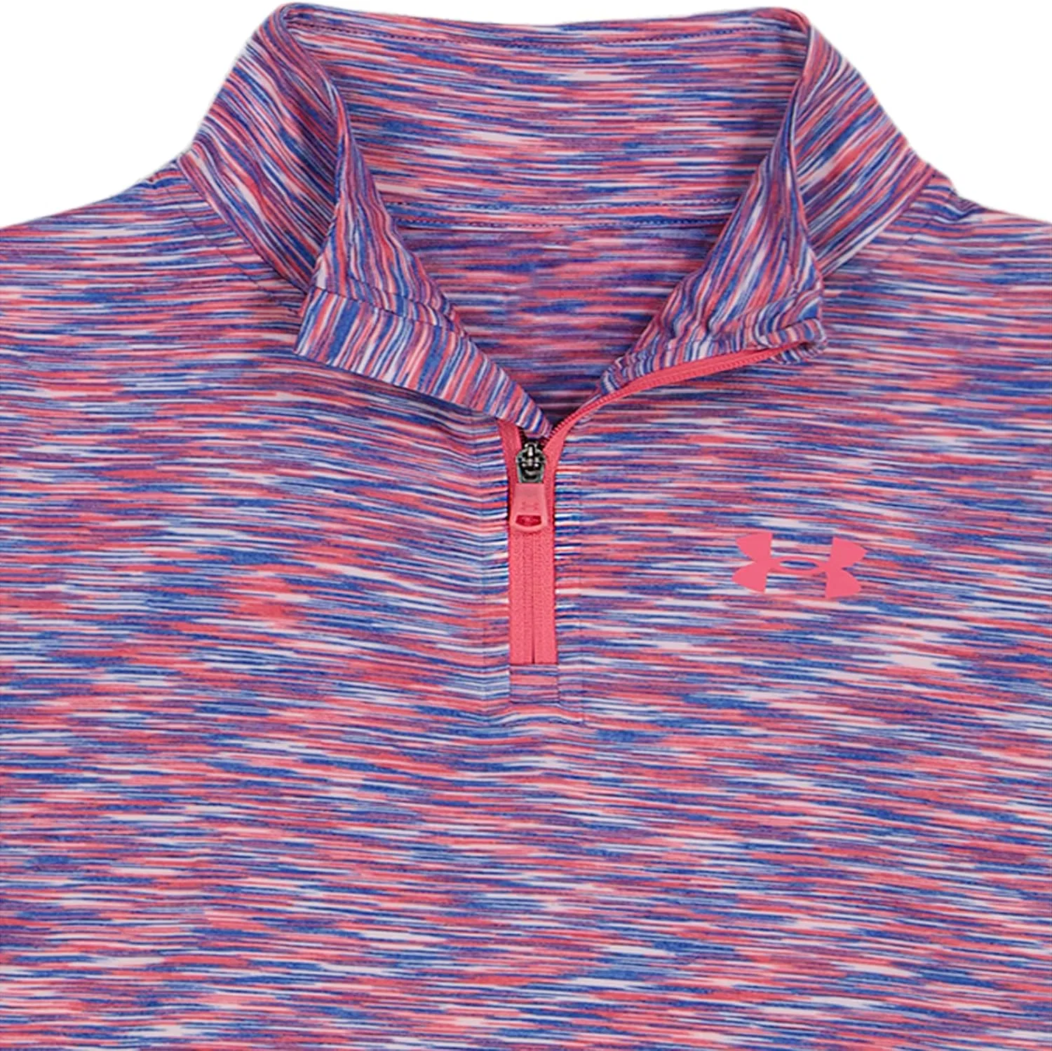 Детский спортивный костюм из топа с четверть-застежкой и леггинсов Under Armour, Super Pink — фото 2