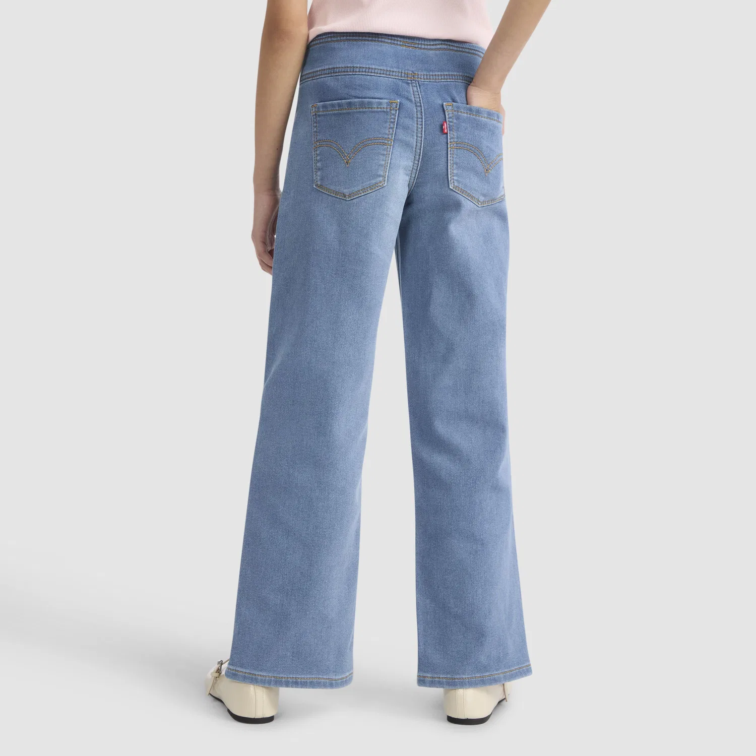 Джинсы Dobby Pull On Wide Leg Jeans для девочек 7-16 лет Levi's, Medium Wash — фото 3