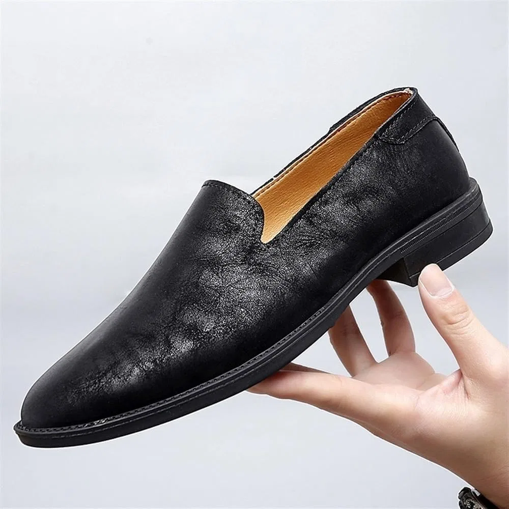 Мокасины кожаные мужские Mens Leather Loafers Moccasins, черный DHFIRUFSHLO — фото 2