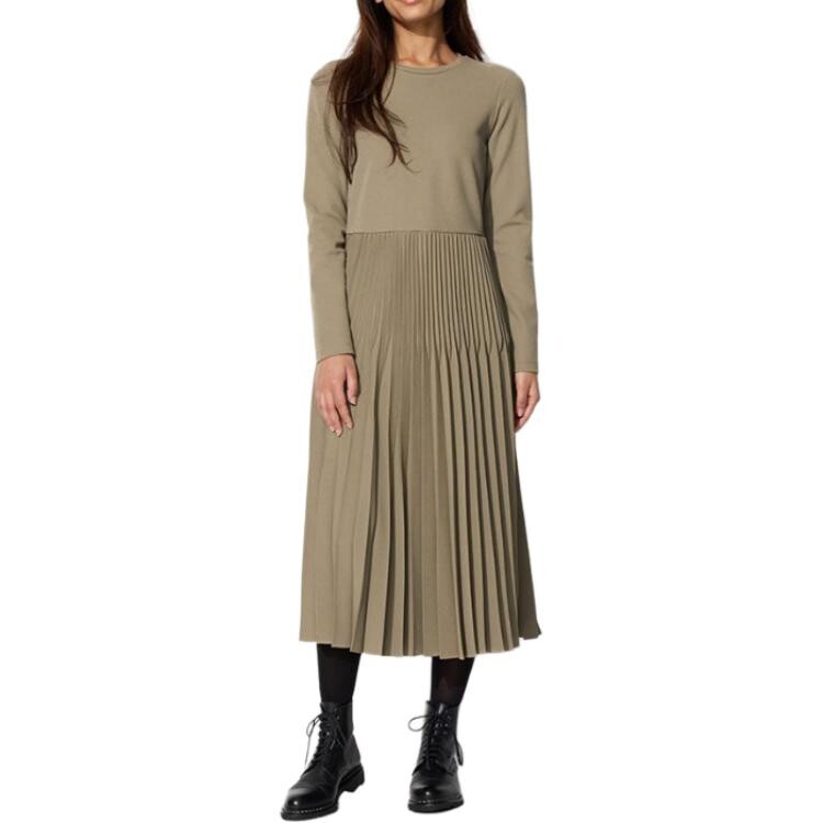 

Платье с длинными рукавами Uniqlo, темно-бежевое, Бежевый, Платье с длинными рукавами Uniqlo, темно-бежевое
