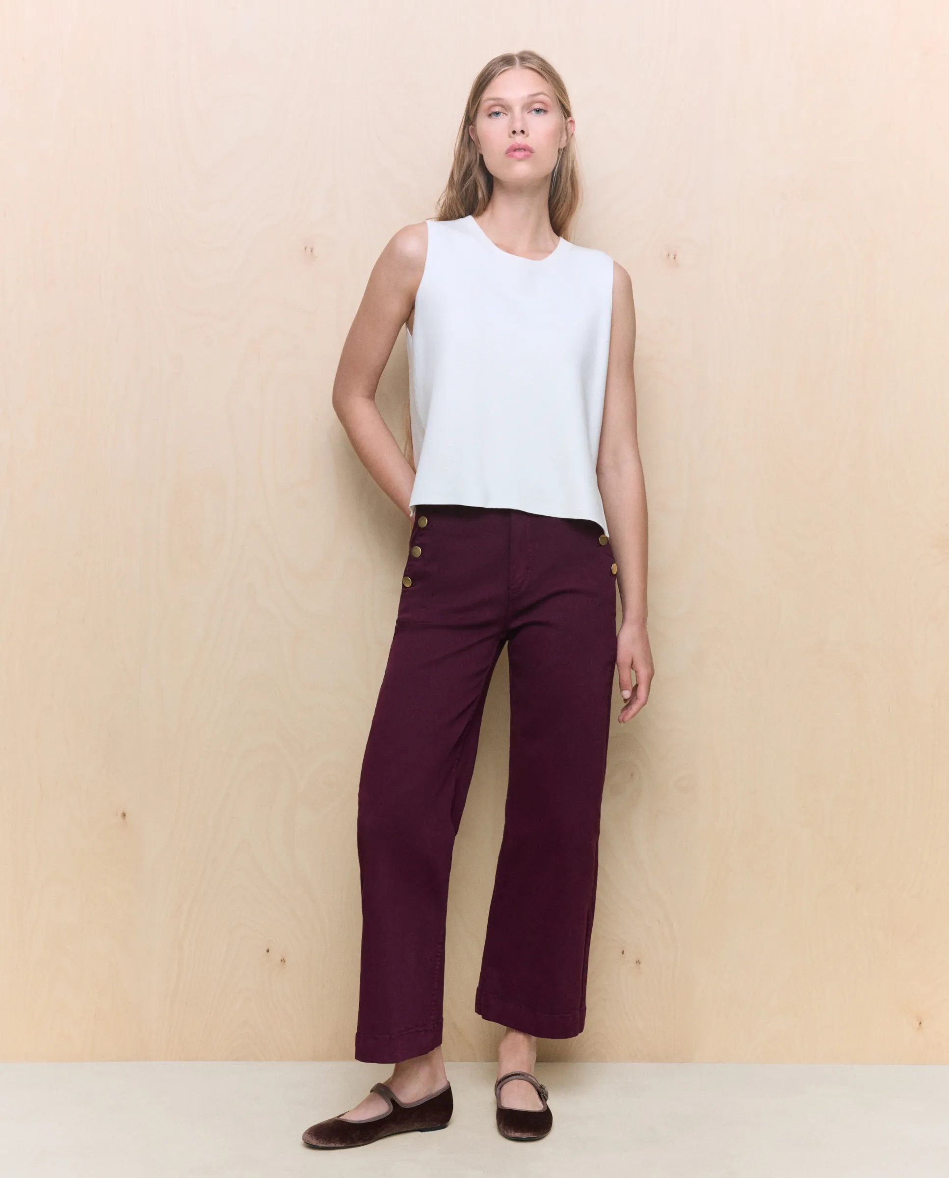 

Женские укороченные брюки-кюлоты на пуговицах Easy Wear, бордовый