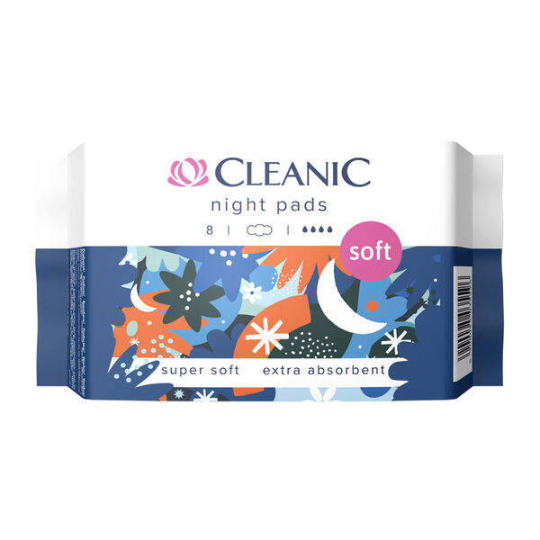 

Ночные гигиенические прокладки, 8 шт./1 упаковка. Cleanic Soft night