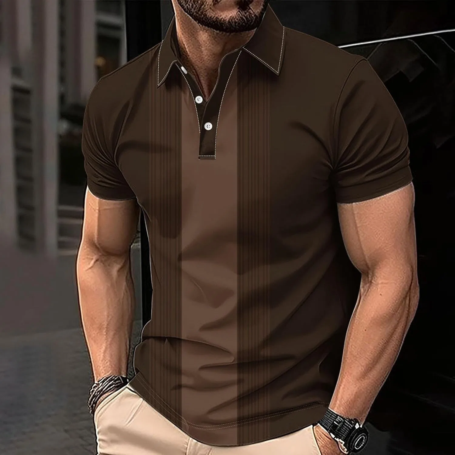 Футболка с принтом, Polyester, Brown — фото 2