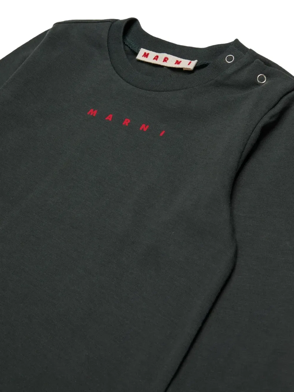 Футболка с логотипом и пуговицами на плечах Marni Kids, черный — фото 3