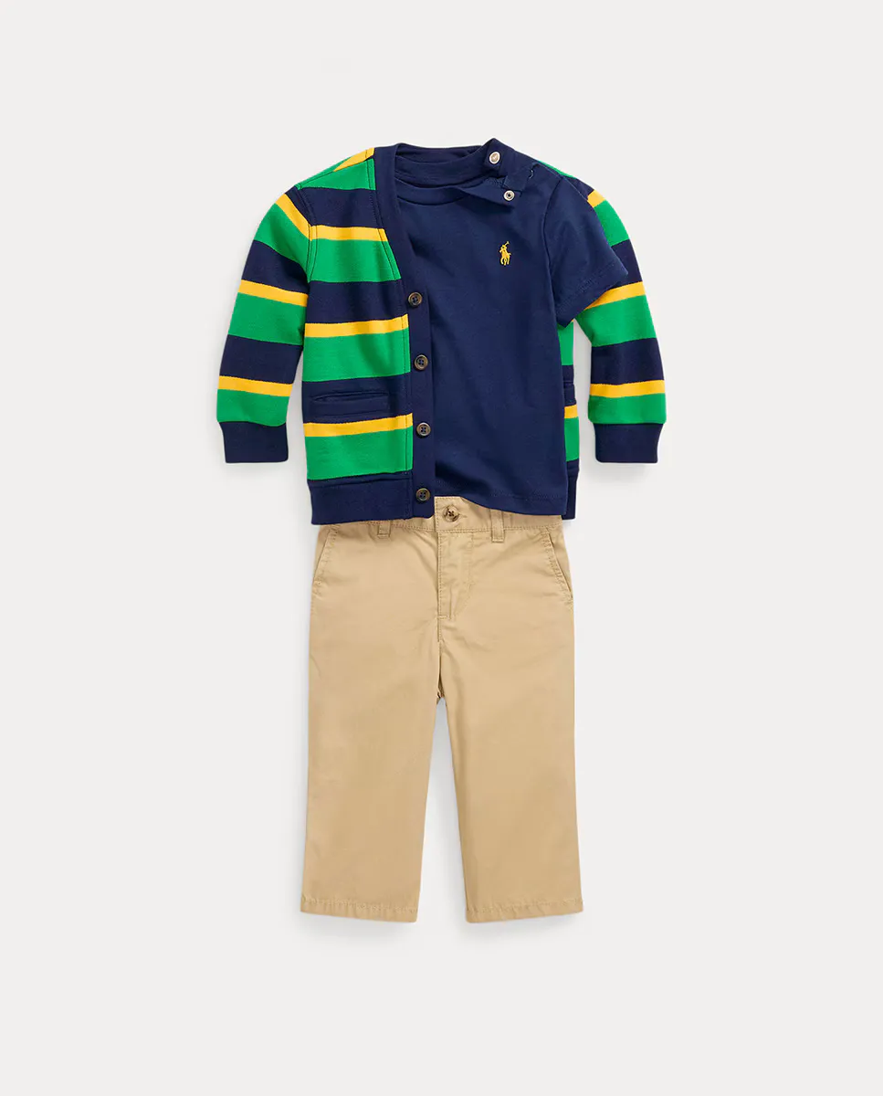 

Хлопковый комплект из трех предметов для мальчика Polo Ralph Lauren, мультиколор