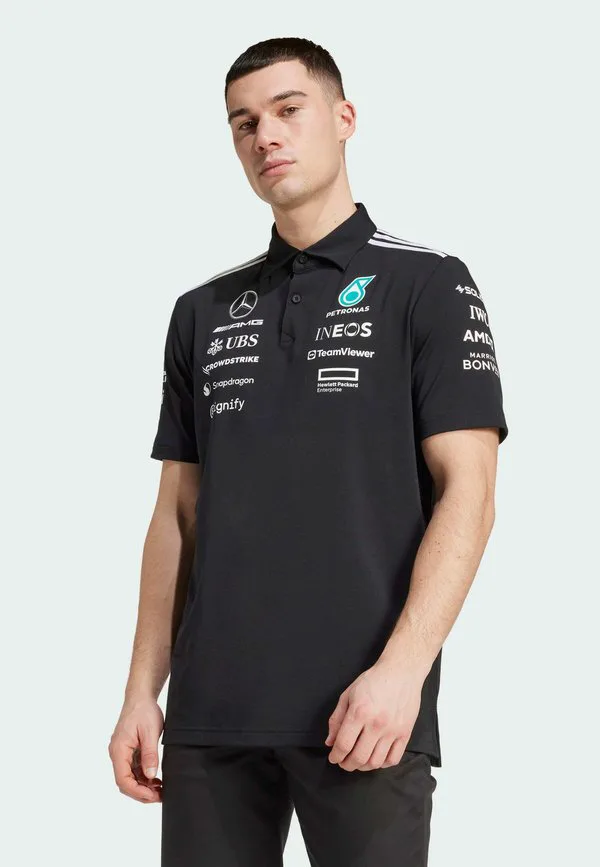 Мужская черная футболка-поло mercedes amg petronas formula one team Adidas Originals, Black White