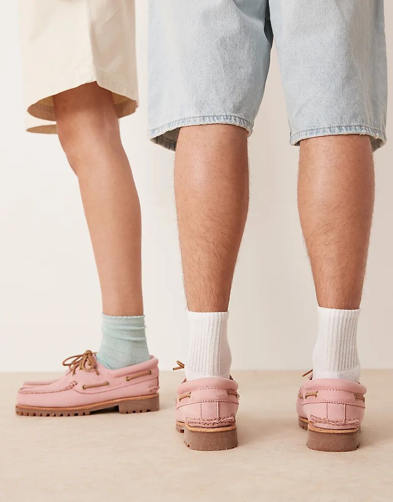 Туфли-лодочки Timberland Authentic с тремя парами люверсов пастельно-розового цвета — фото 3