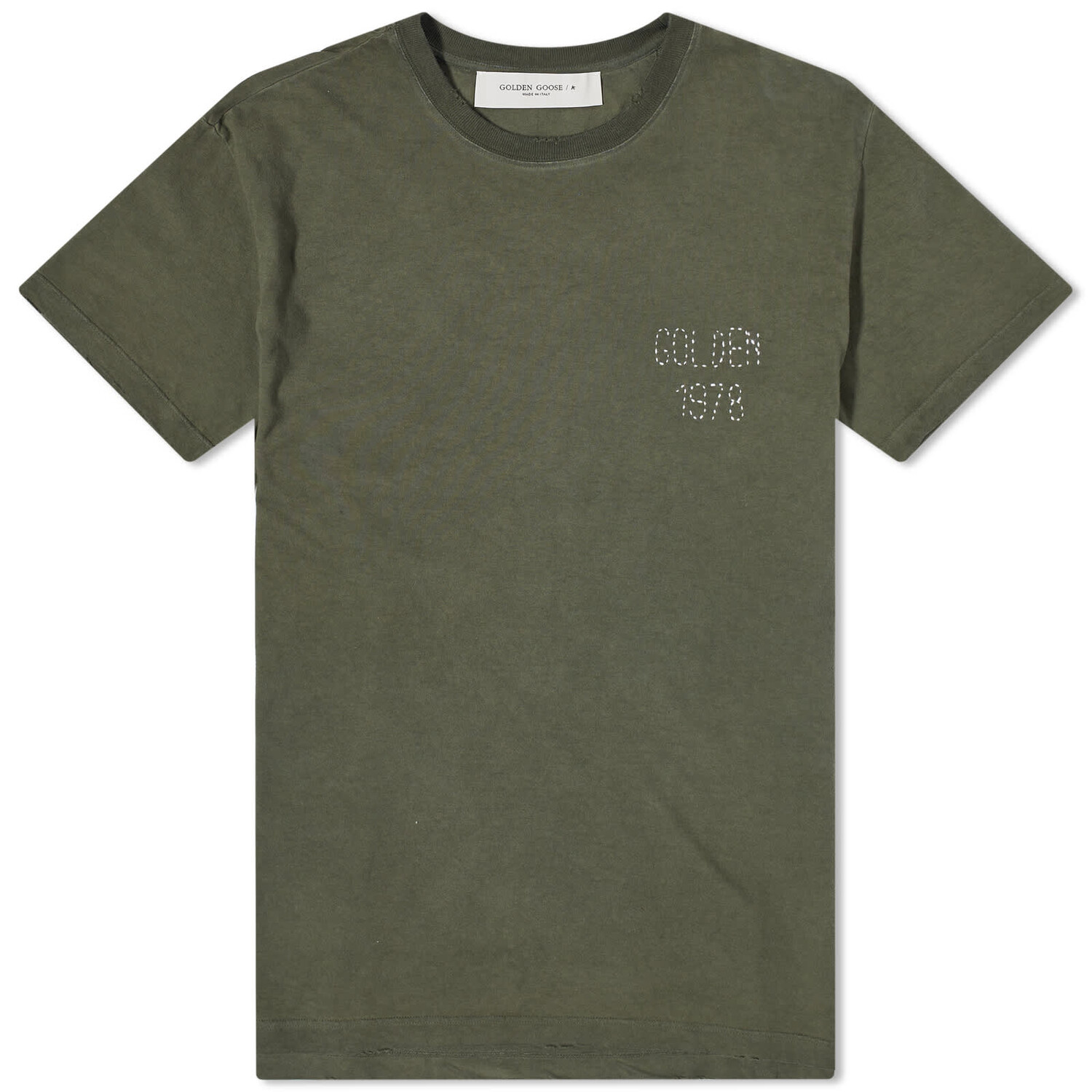 

Футболка Golden Goose Distressed Golden 1978 Embroidery, цвет Beech & Heritage White