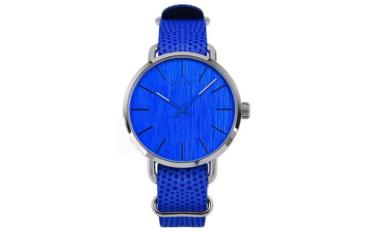 

Calvin Klein Часы COLOR Collection Wrist Watch Quartz Movement Genuine Leather Strap 40mm Blue Dial Men's Watch, Blue Dial