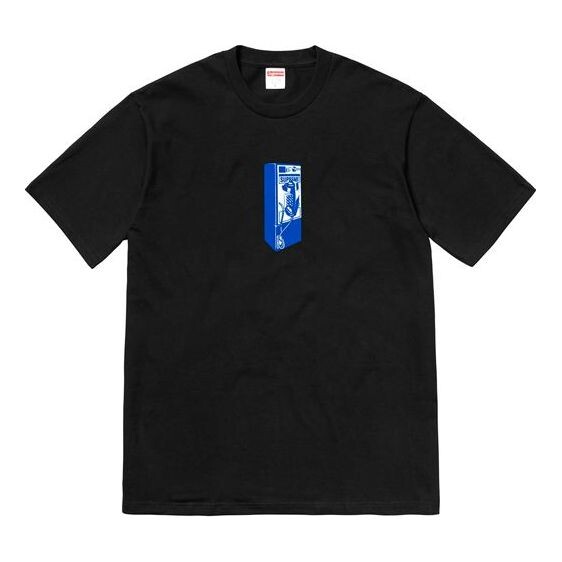 

Футболка fw18 payphone tee black public phone printing short sleeve Supreme, черный