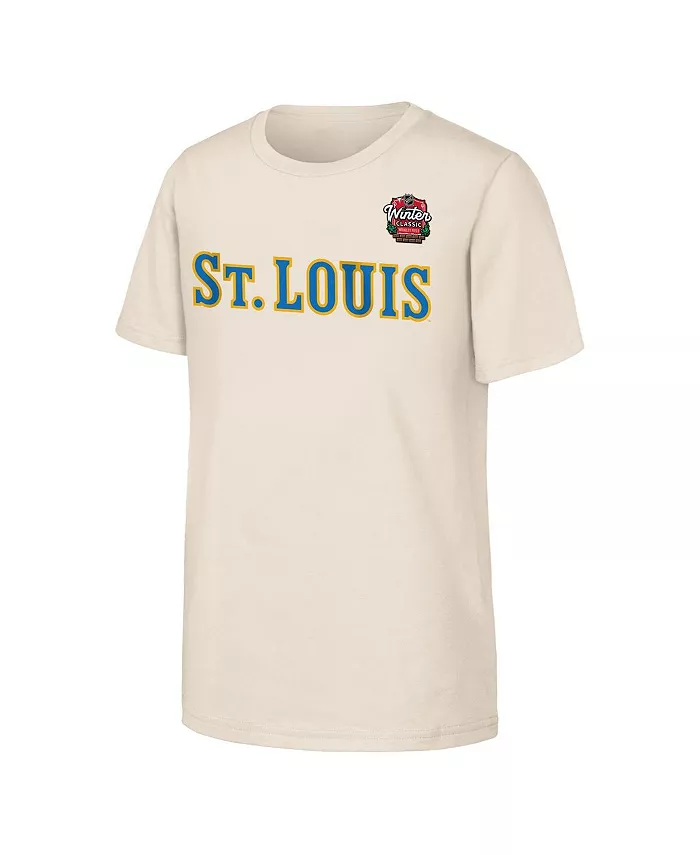 Футболка с основным логотипом St. Louis Blues для мальчиков и девочек постарше, коллекция NHL Winter Classic 2025, цвет: бежевый Outerstuff — фото 3