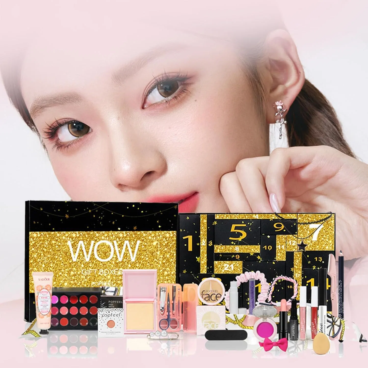 Набор косметики POPFEEL Christmas Makeup Advent Calendar, 24 предмета, черный Pretty Rabbit Piaoliangtu — фото 2