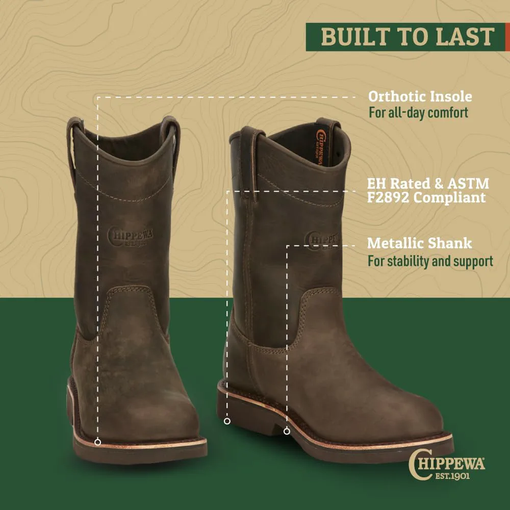 Рабочие ботинки Chippewa Classic 2.0 без шнурков - противоскользящая обувь - ортопедическая стелька для мужчин - прочный кожаный верх - резиновая подошва Vibram - обеспечивает сцепление на мокрых и сухих поверхностях — фото 2