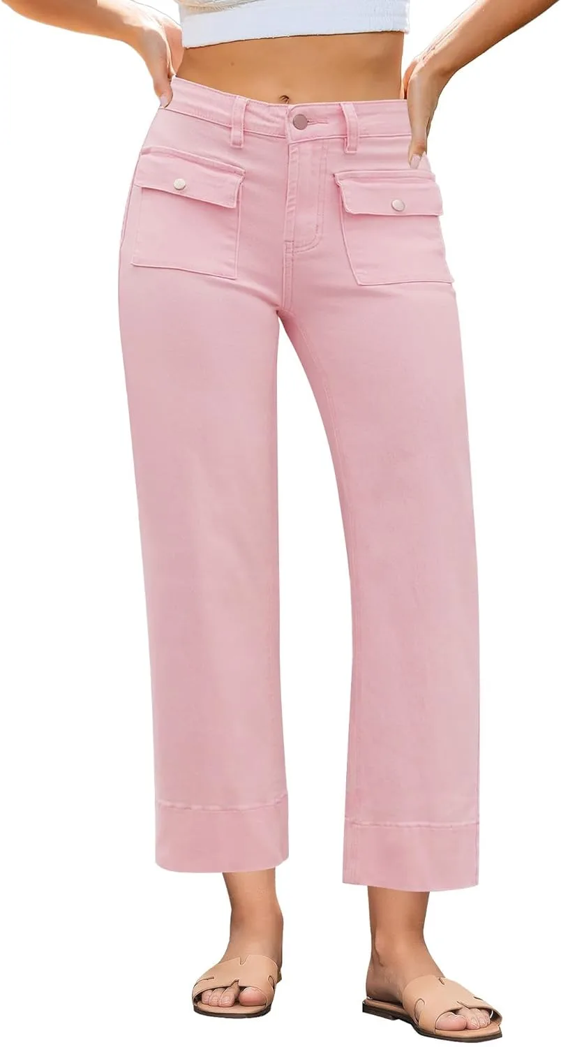 

GRAPENT джинсы Wide Leg для женщин, высокие, прямые, укороченные